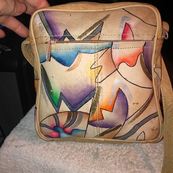 Sam Sam Genuine Leather Painted Cross Body Handbag (JJ) - Picture 3 of 12